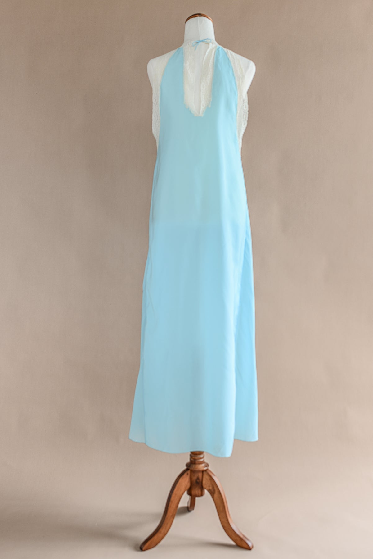 VINTAGE 1940's Reversible Blue High Neck Nightgown Dress S/M/L