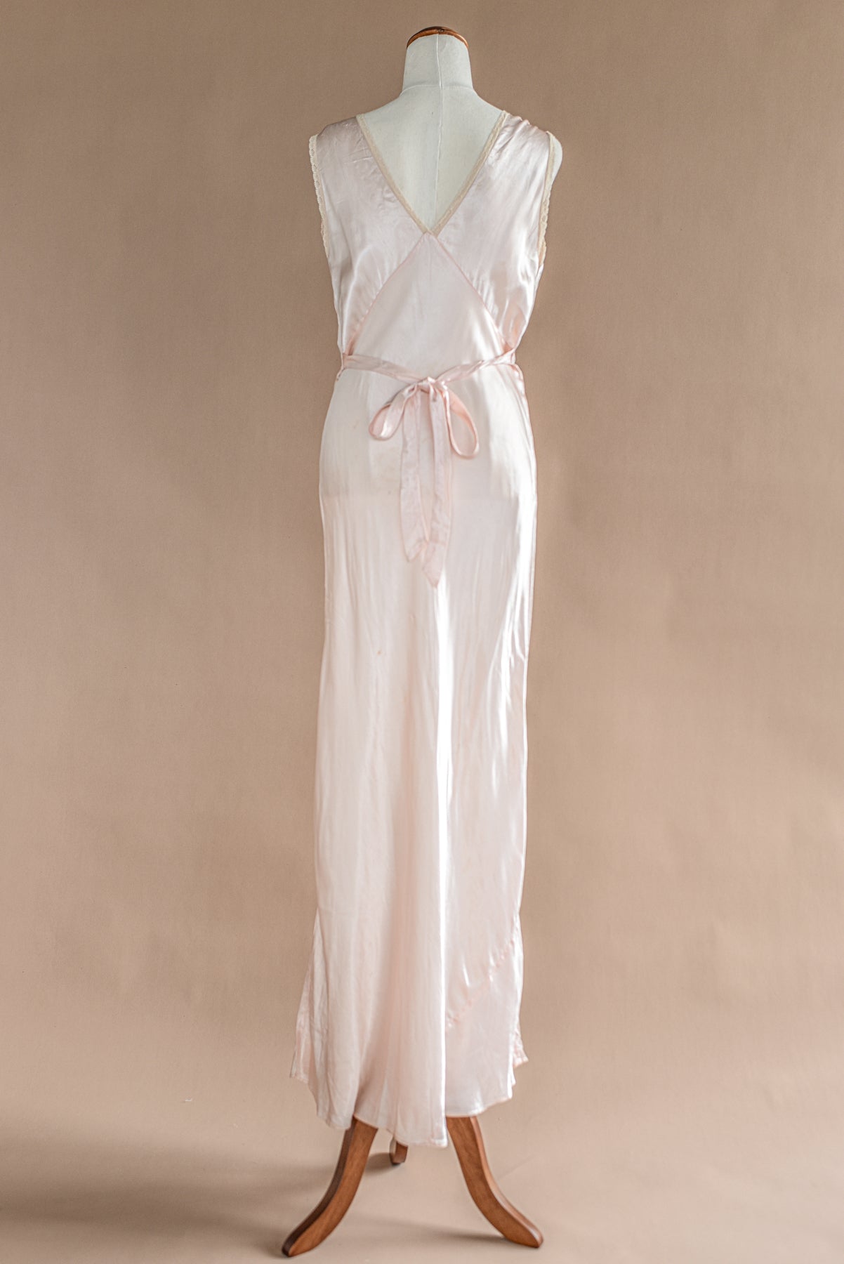 VINTAGE 1940's Pink Maxi Bias Cut Nightgown Dress S/M