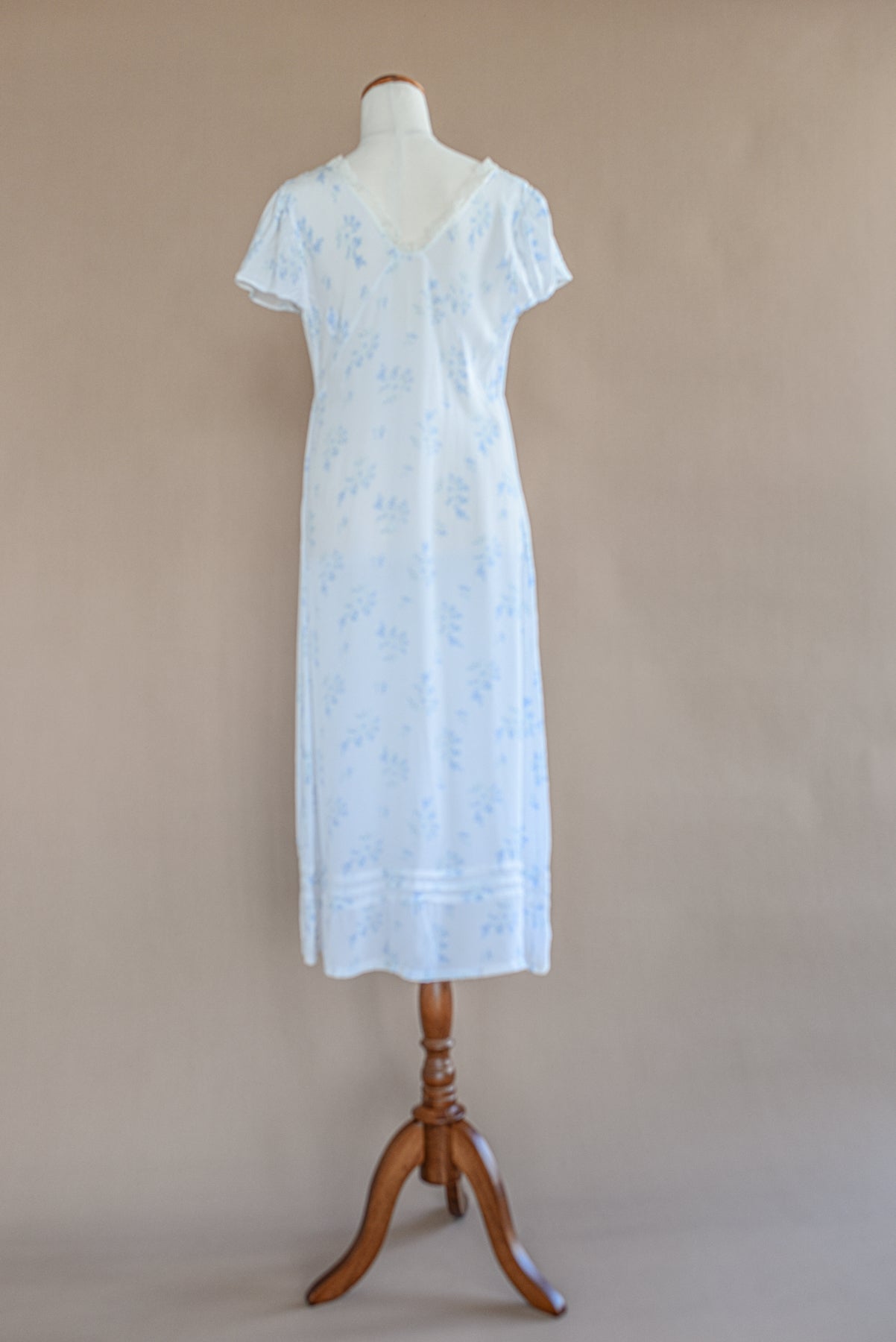 VINTAGE 1940's Blue Floral Midi Nightgown Dress M