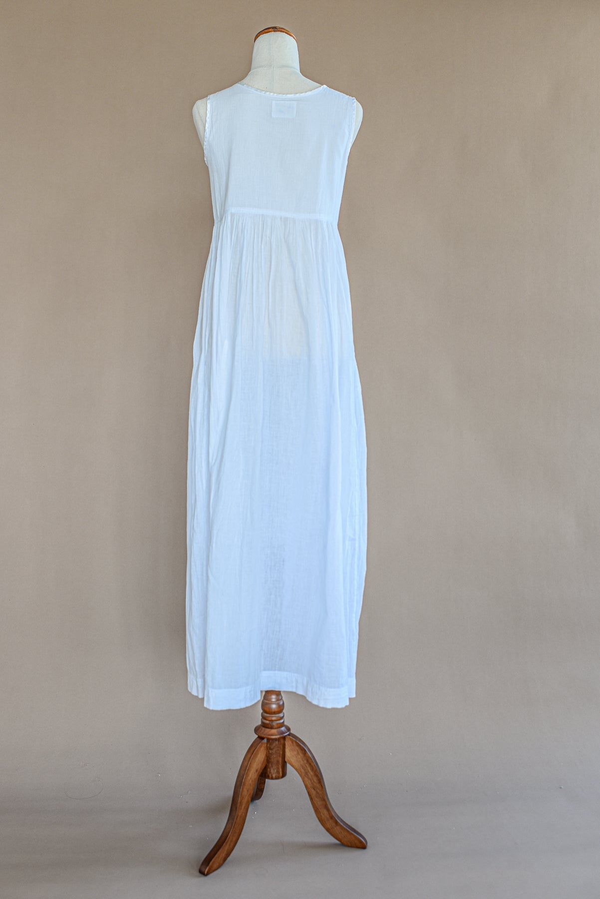VINTAGE White Cotton Button Detail Milkmaid Maxi Dress S