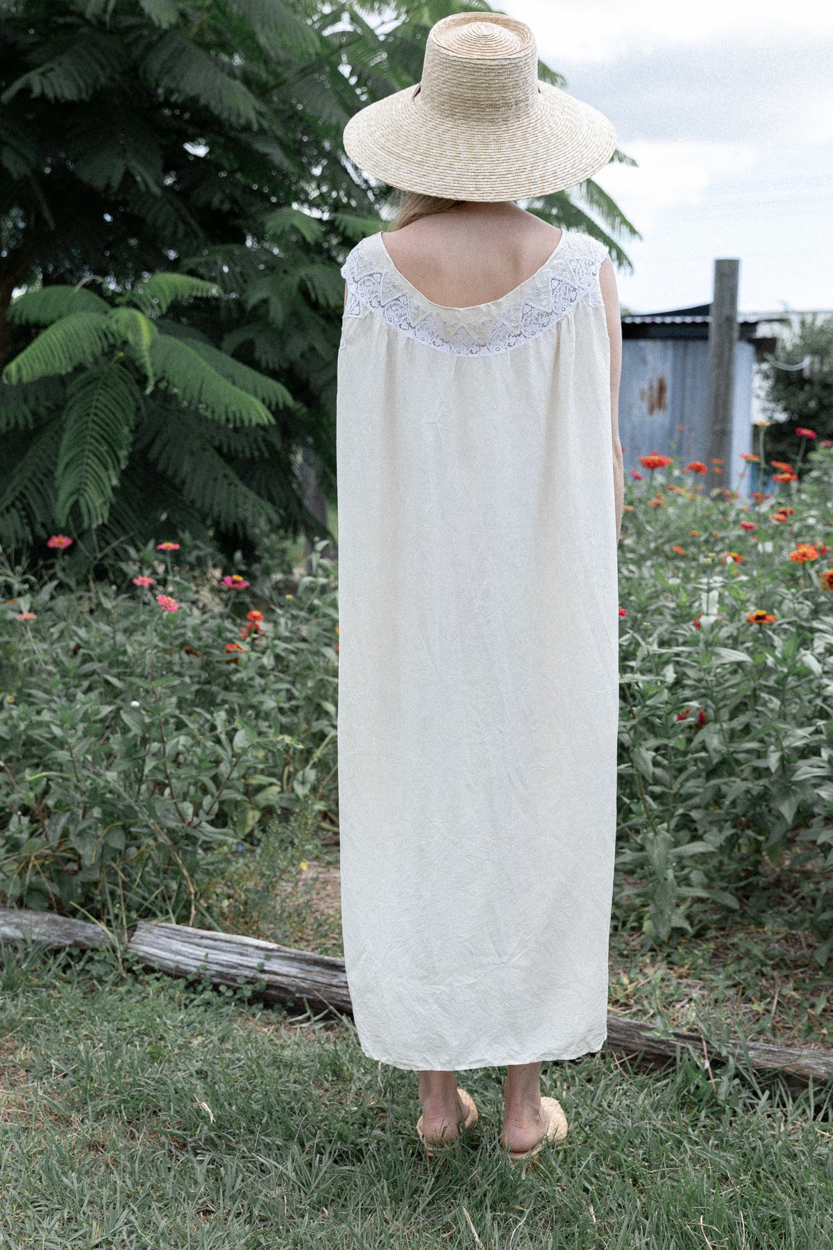 VINTAGE 1900's Edwardian Ivory Silk Nightgown S/M/L/XL