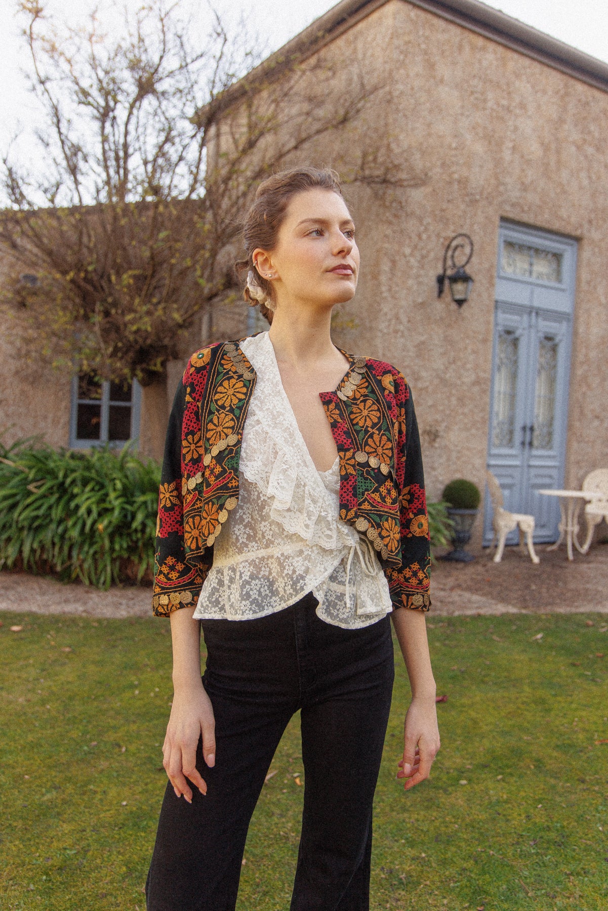VINTAGE Cotton Embroidered Kuchi Jacket With Coin Embellishments S/M