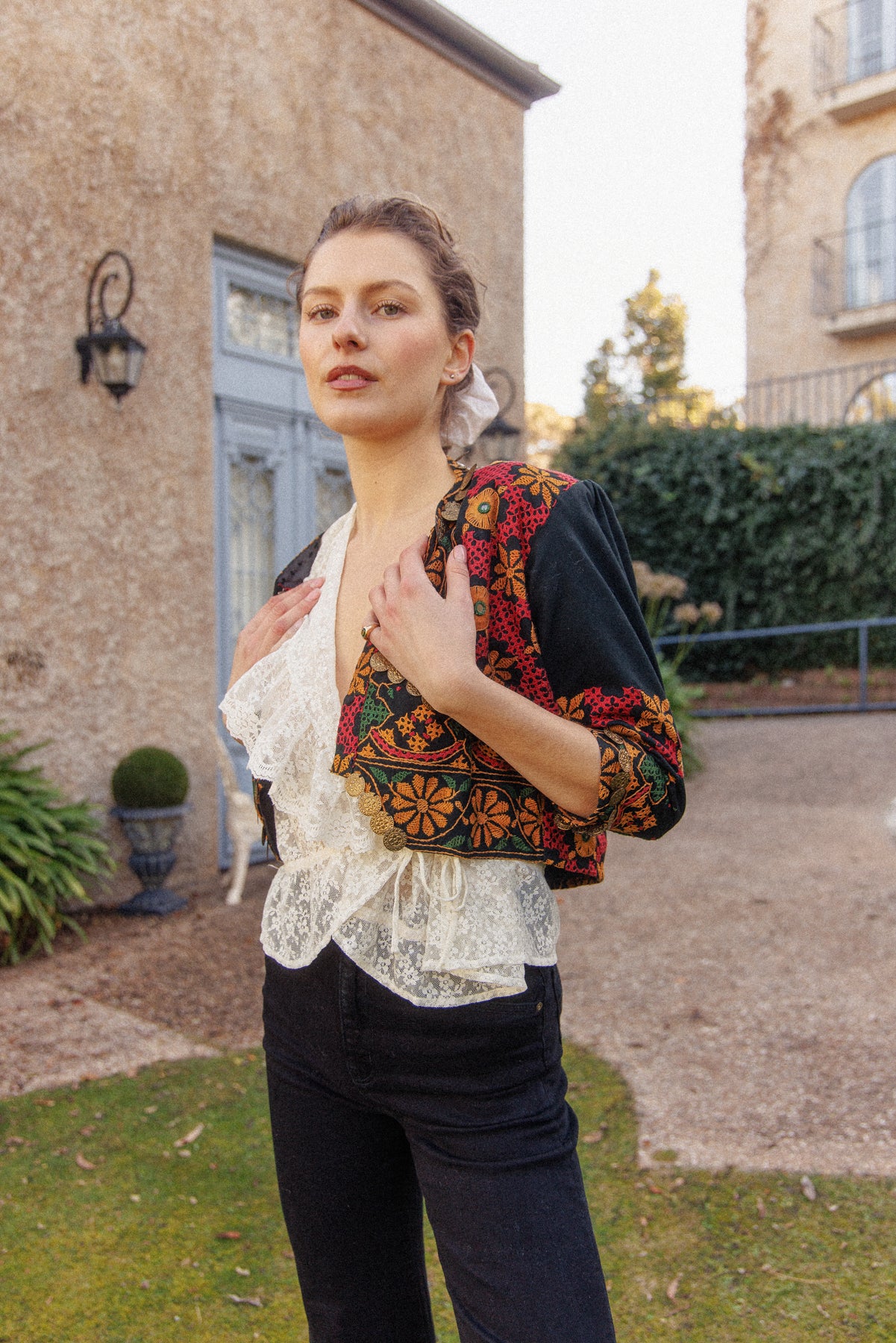 VINTAGE Cotton Embroidered Kuchi Jacket With Coin Embellishments S/M