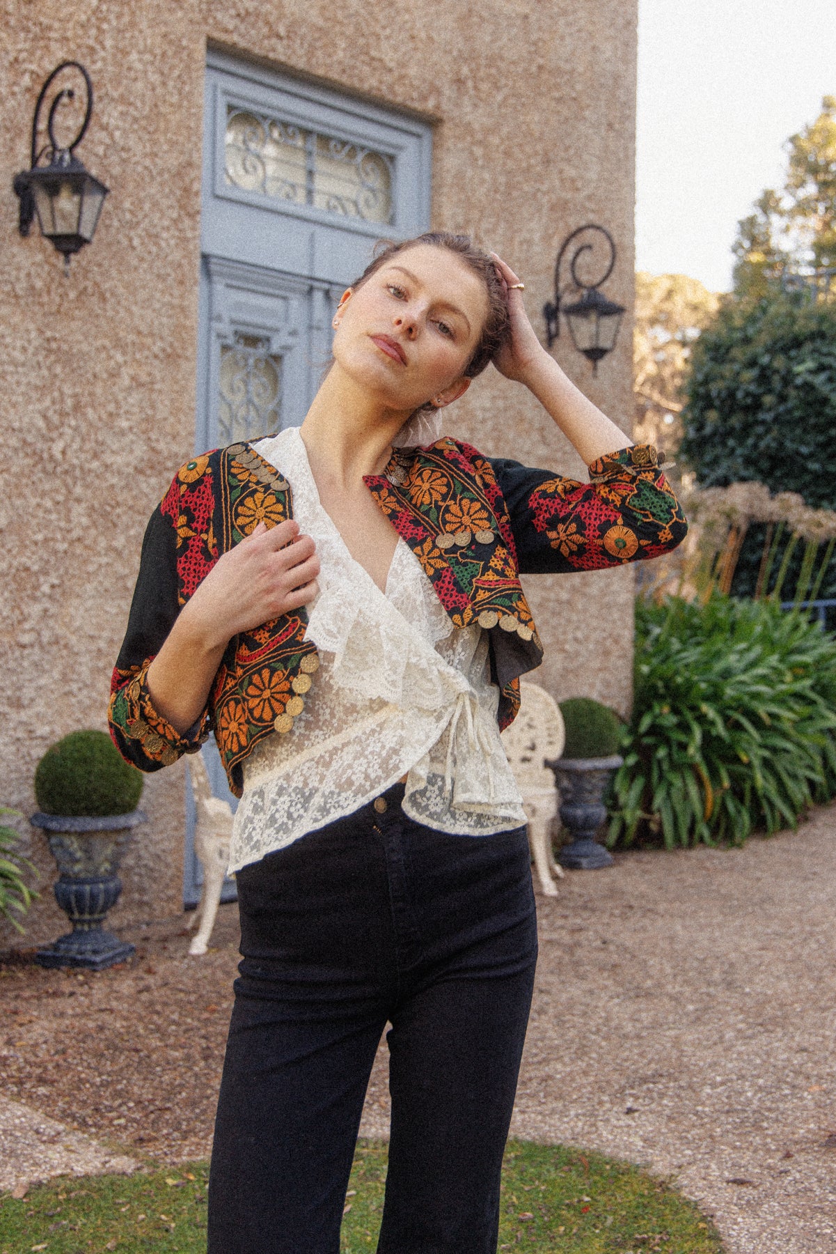 VINTAGE Cotton Embroidered Kuchi Jacket With Coin Embellishments S/M