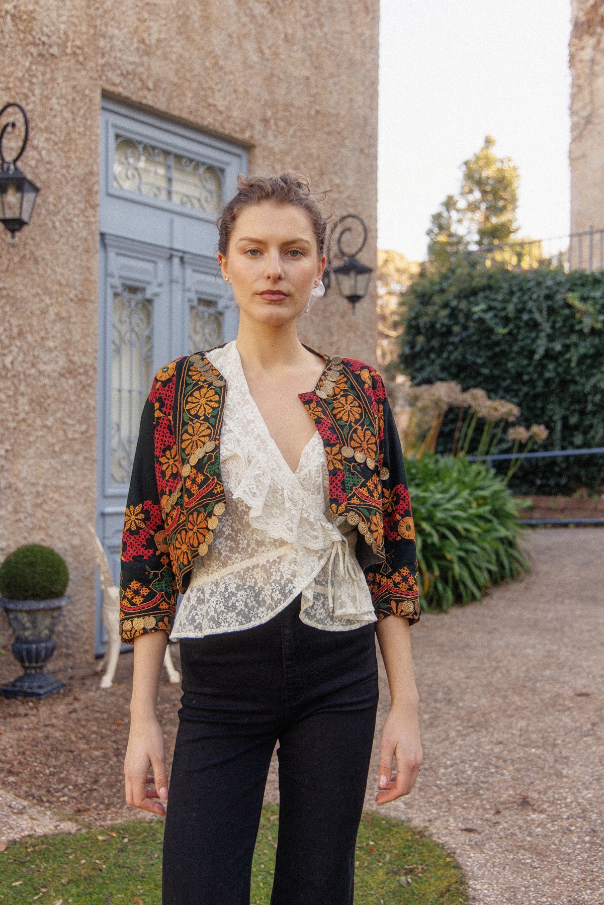 VINTAGE Cotton Embroidered Kuchi Jacket With Coin Embellishments S/M