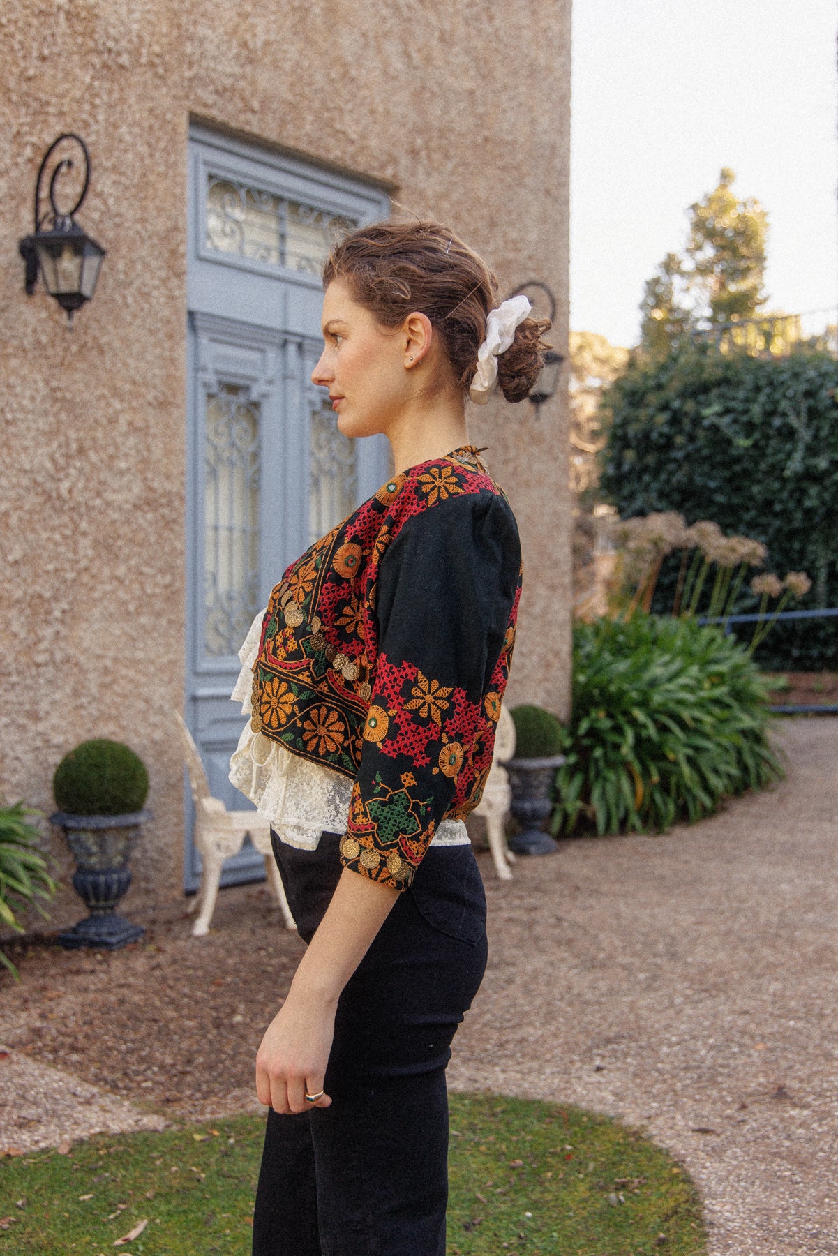 VINTAGE Cotton Embroidered Kuchi Jacket With Coin Embellishments S/M