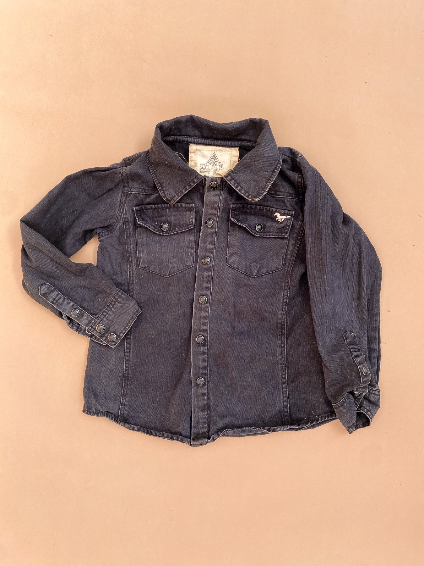 CHASING UNICORNS Kids Soutache Embroidered Denim Shirt 3/4