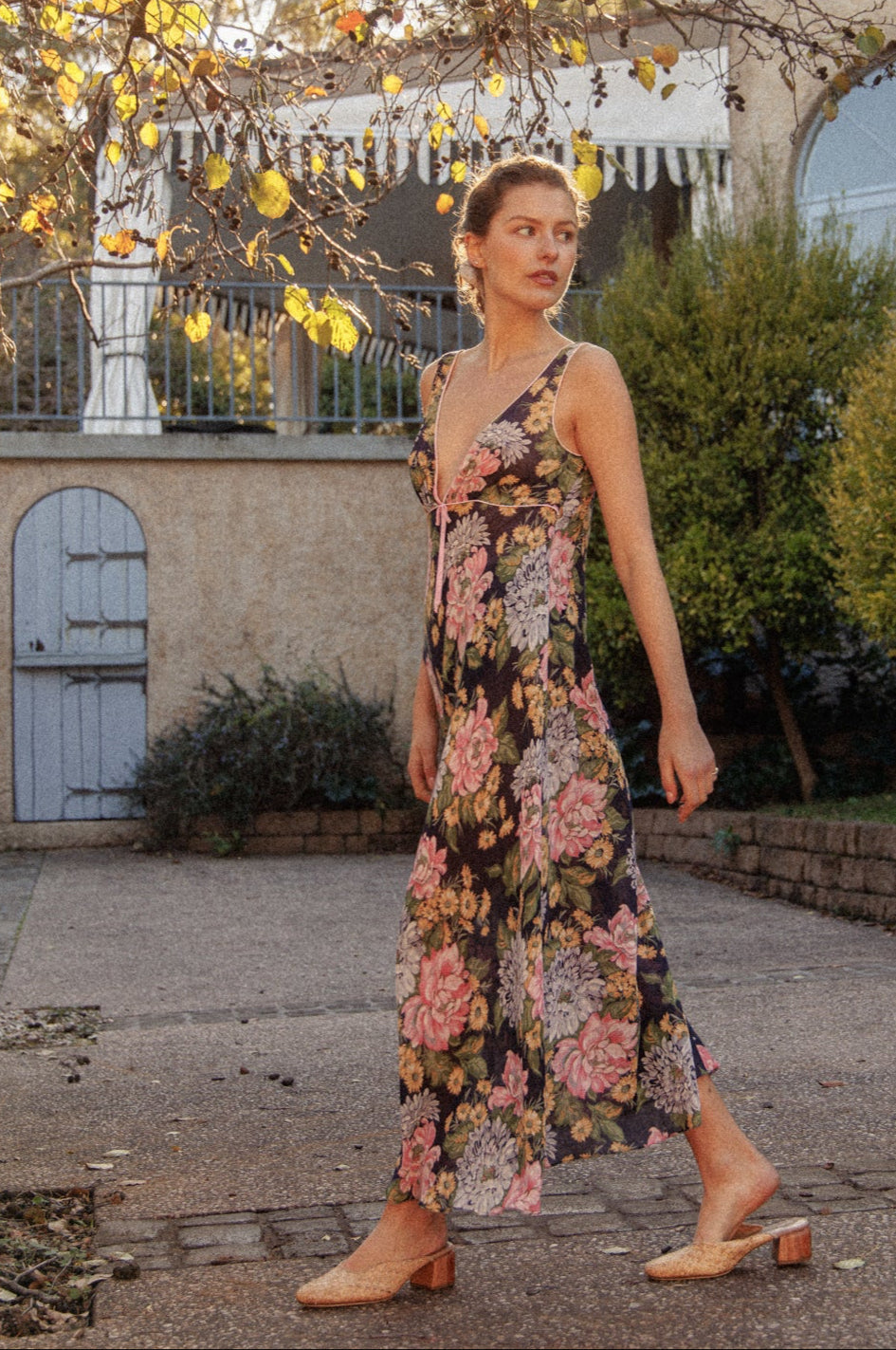 VINTAGE Cotton Voile Floral Nightgown Dress S/M