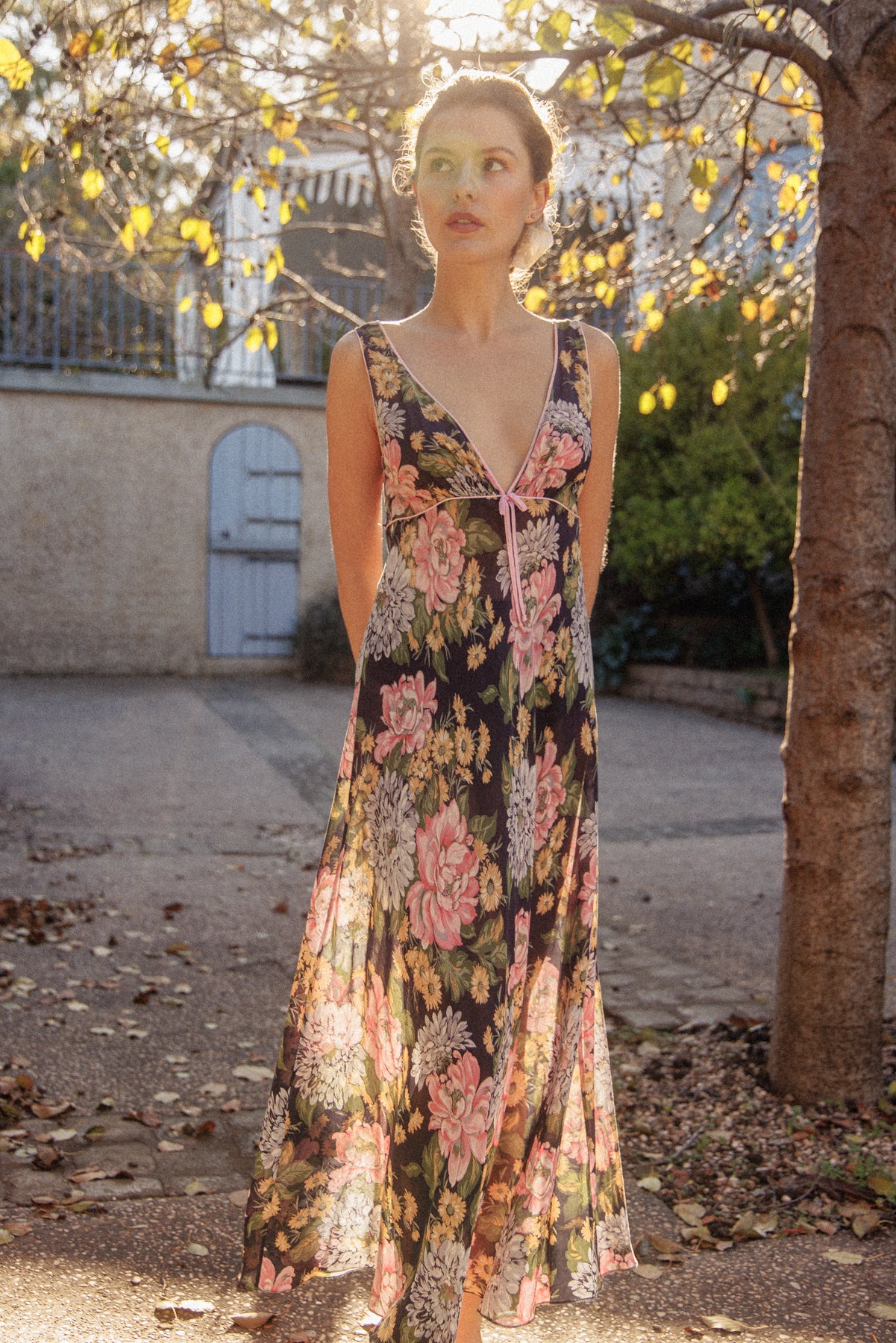 VINTAGE Cotton Voile Floral Nightgown Dress S/M