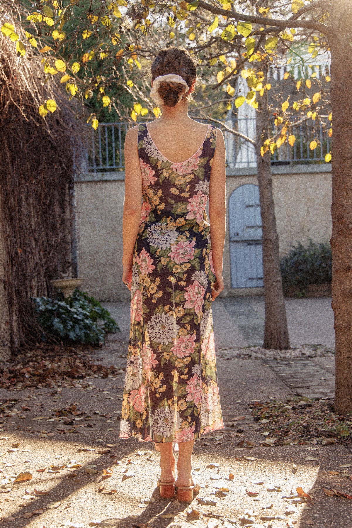 VINTAGE Cotton Voile Floral Nightgown Dress S/M