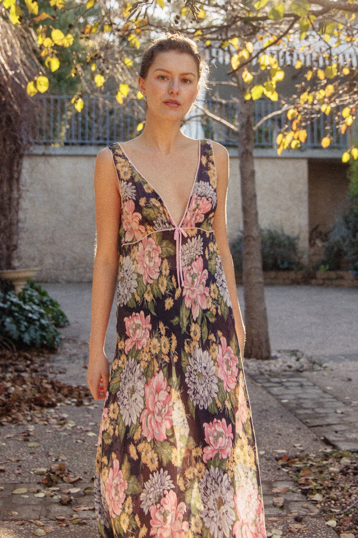 VINTAGE Cotton Voile Floral Nightgown Dress S/M