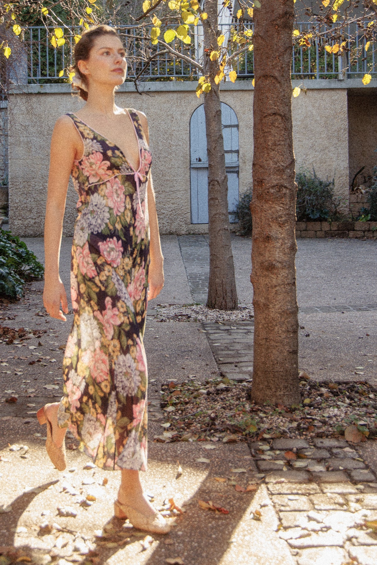 VINTAGE Cotton Voile Floral Nightgown Dress S/M