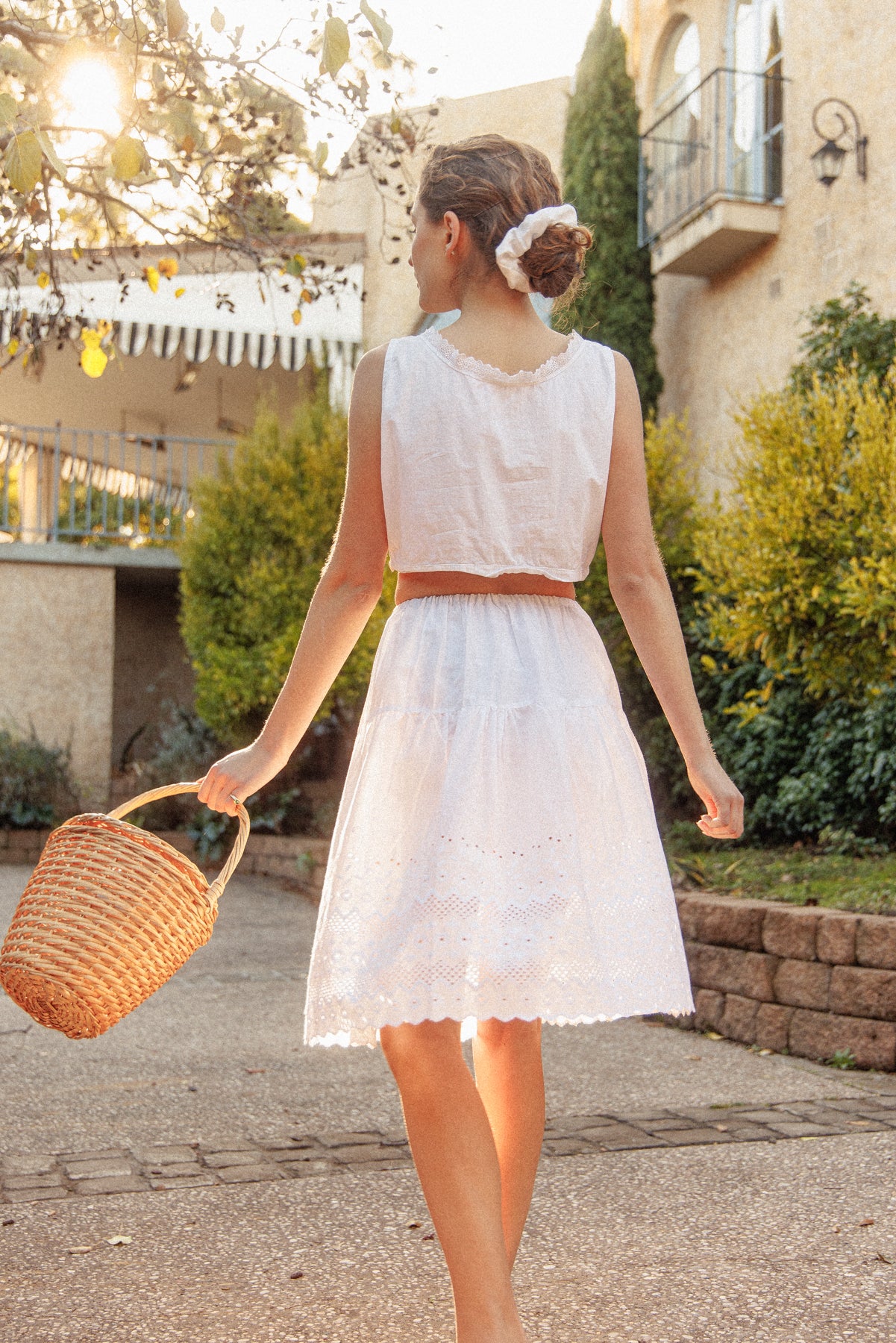 VINTAGE Antique Edwardian White Cotton Broderie Anglaise Midi Skirt S/M/L