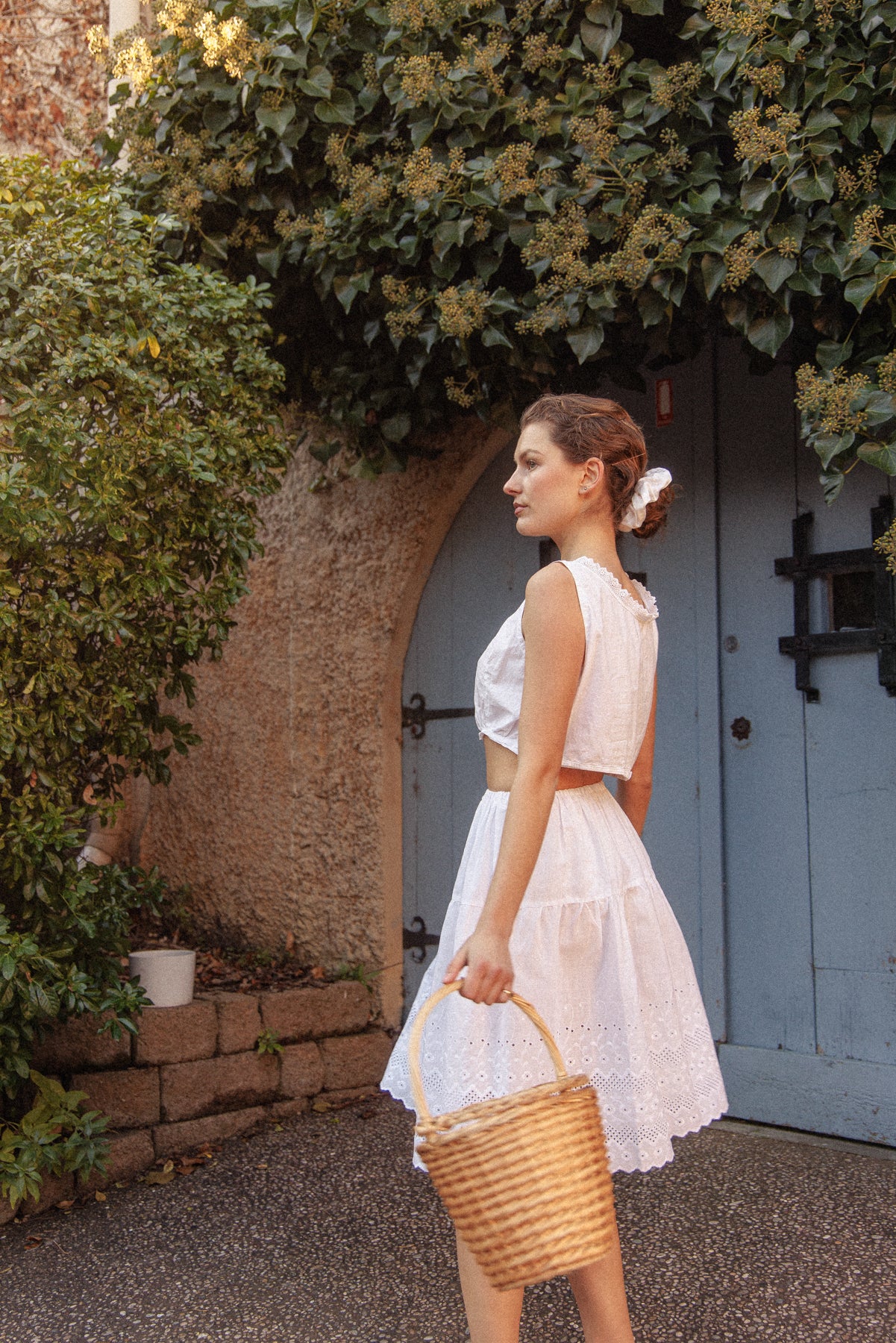 VINTAGE Antique Edwardian White Cotton Broderie Anglaise Midi Skirt S/M/L
