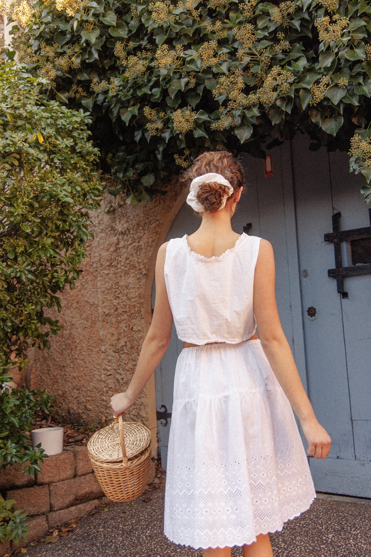 VINTAGE Antique Edwardian White Cotton Broderie Anglaise Midi Skirt S/M/L