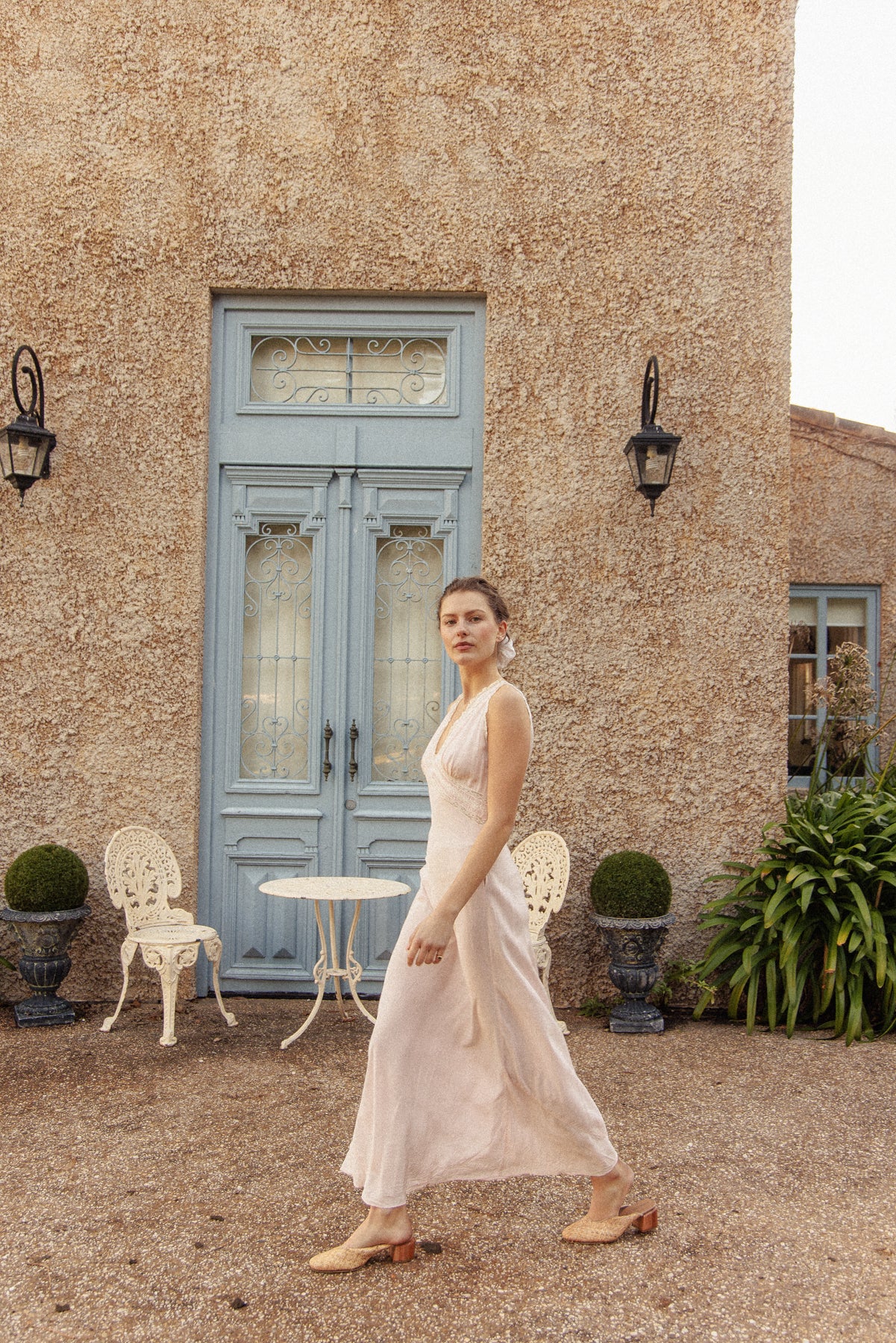 VINTAGE 1940's Pink Bias Cut Nightgown Maxi Dress S