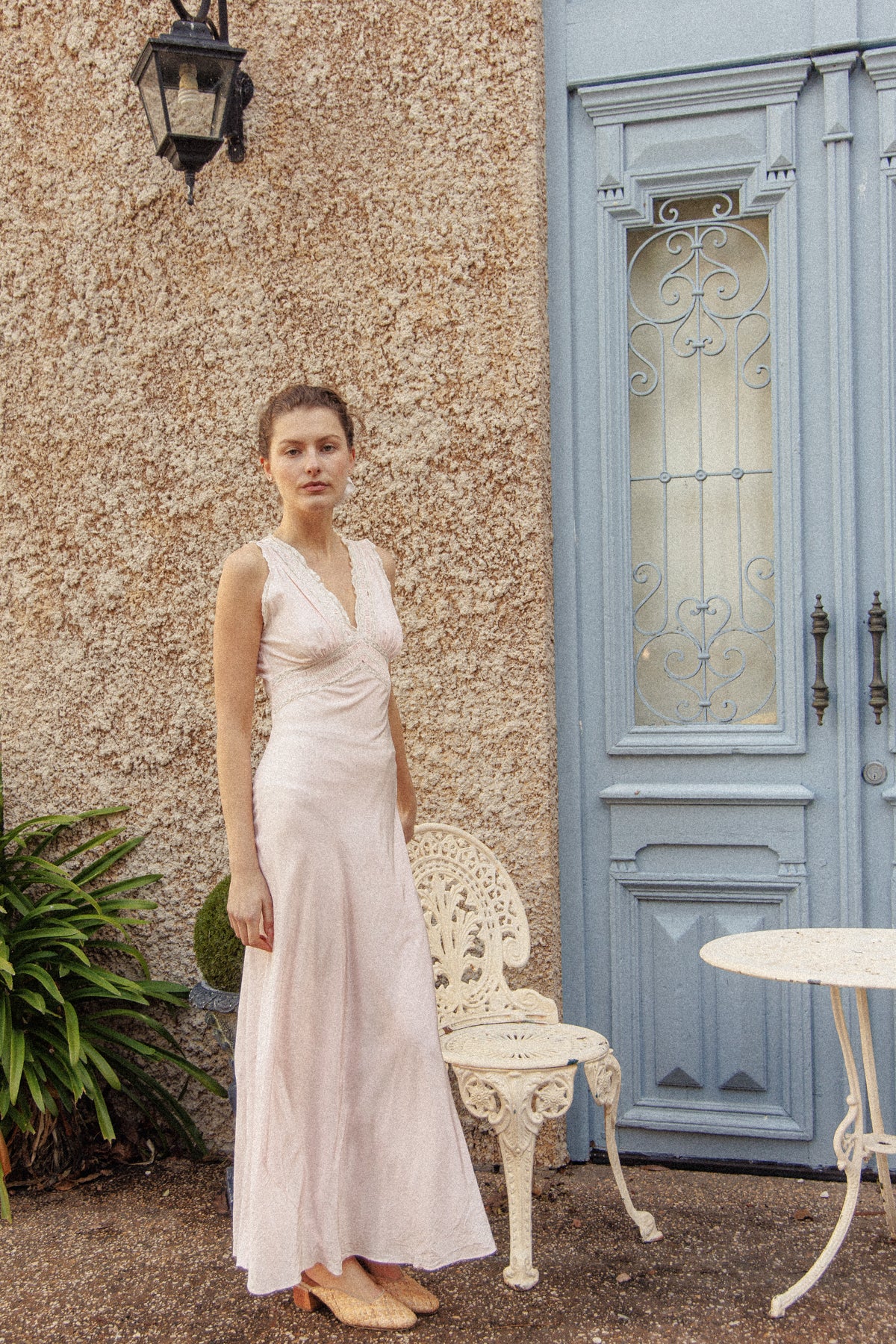VINTAGE 1940's Pink Bias Cut Nightgown Maxi Dress S