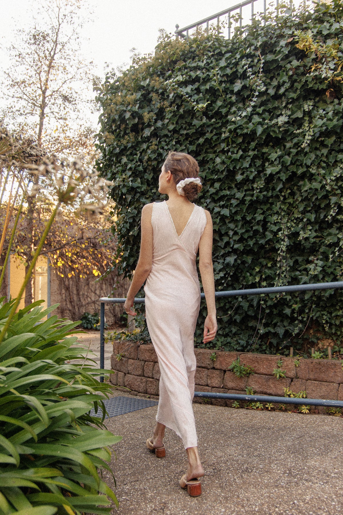 VINTAGE 1940's Pink Bias Cut Nightgown Maxi Dress S