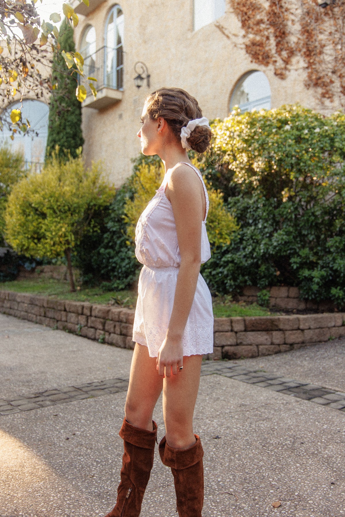 VINTAGE Cotton Broderie Anglaise Romper Jumpsuit S