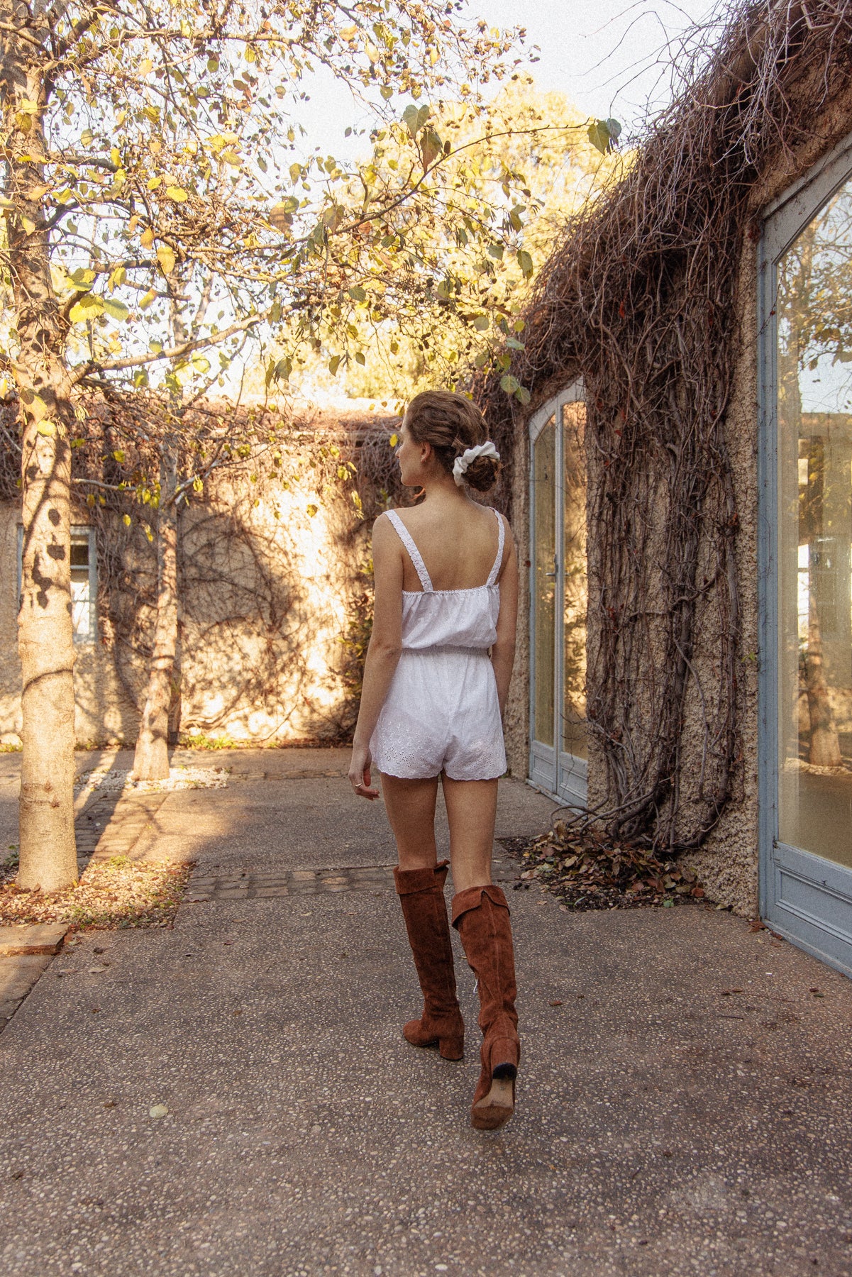 VINTAGE Cotton Broderie Anglaise Romper Jumpsuit S