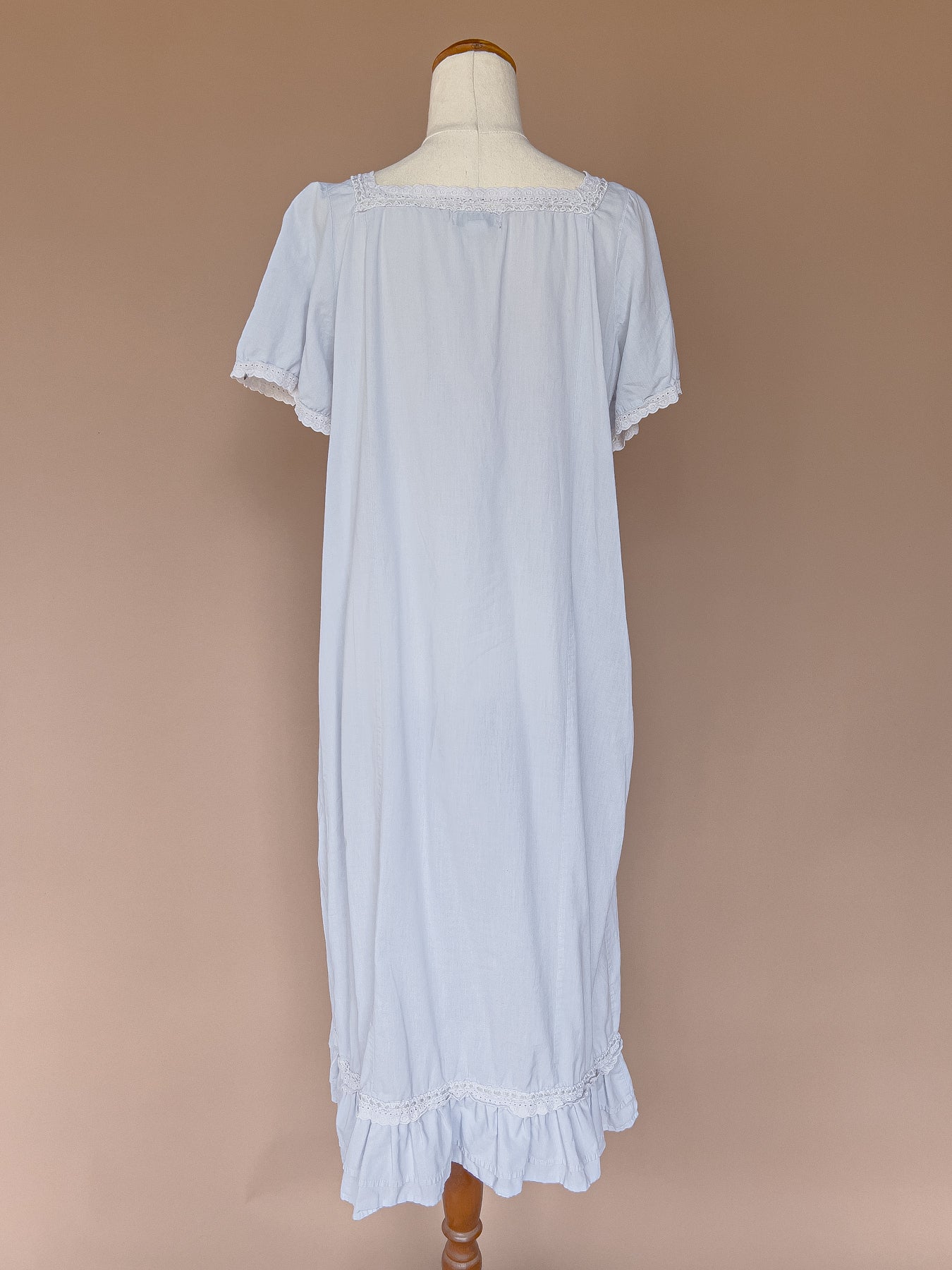 VINTAGE Powder Blue Cotton Nightgown Dress S/M/L