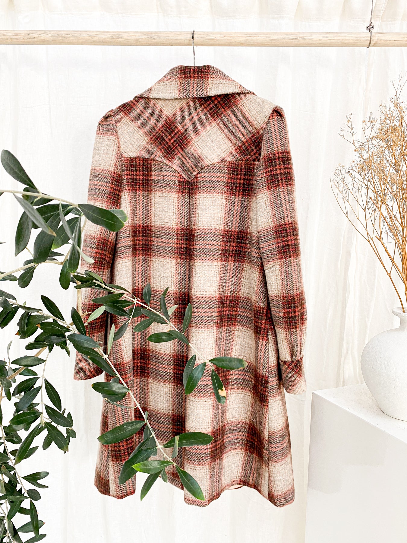 VINTAGE 1960's Kids Plaid Check Wool Coat 10-14