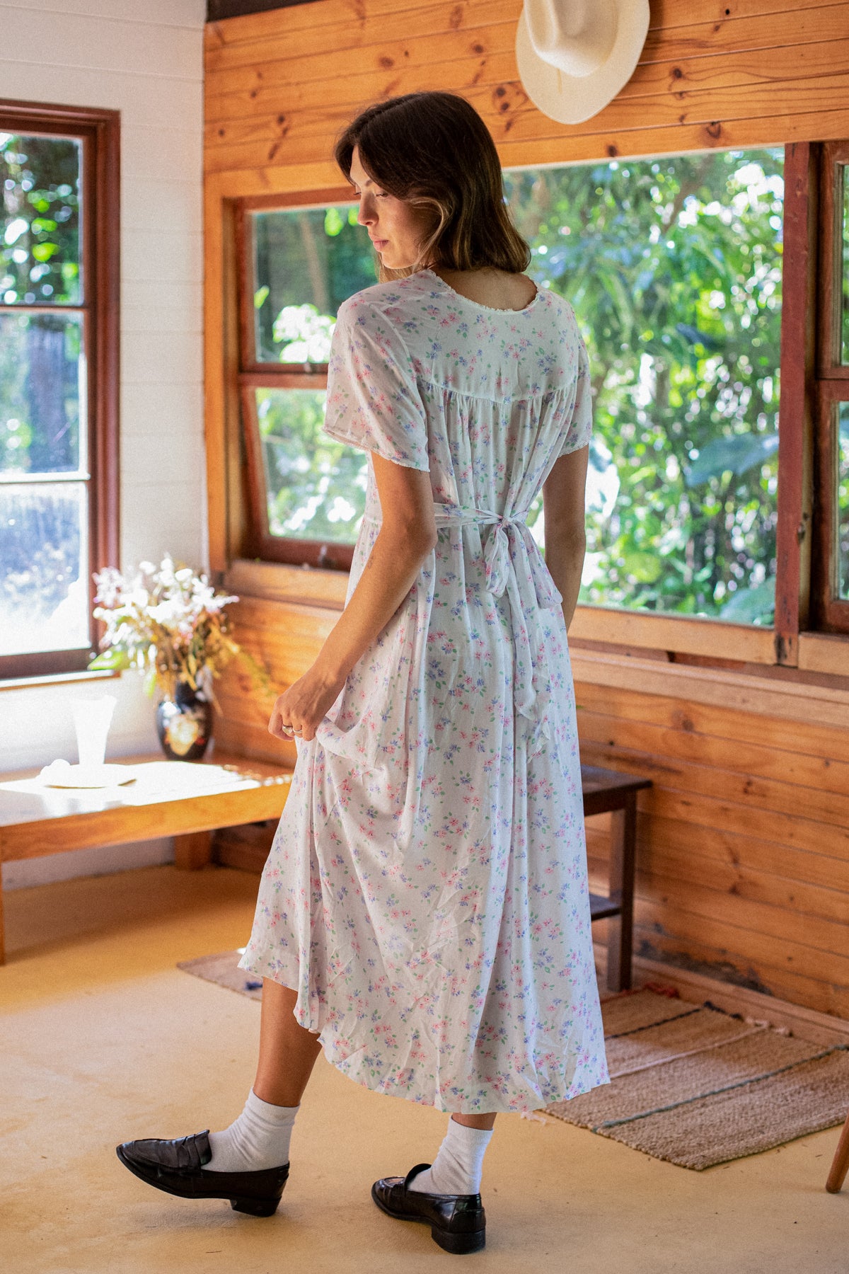 VINTAGE 1940's Floral Printed Nightgown Dress S/M/L/XL