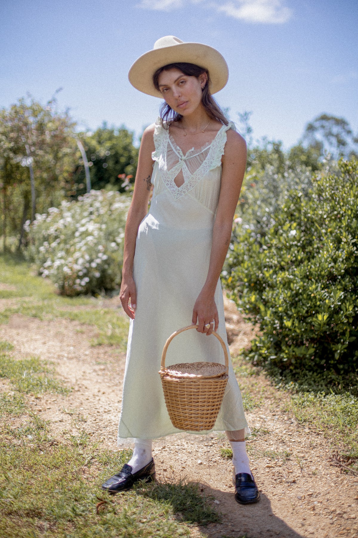 VINTAGE 1930's Seafoam Green Bias Cut Maxi Nightgown With Keyhole S