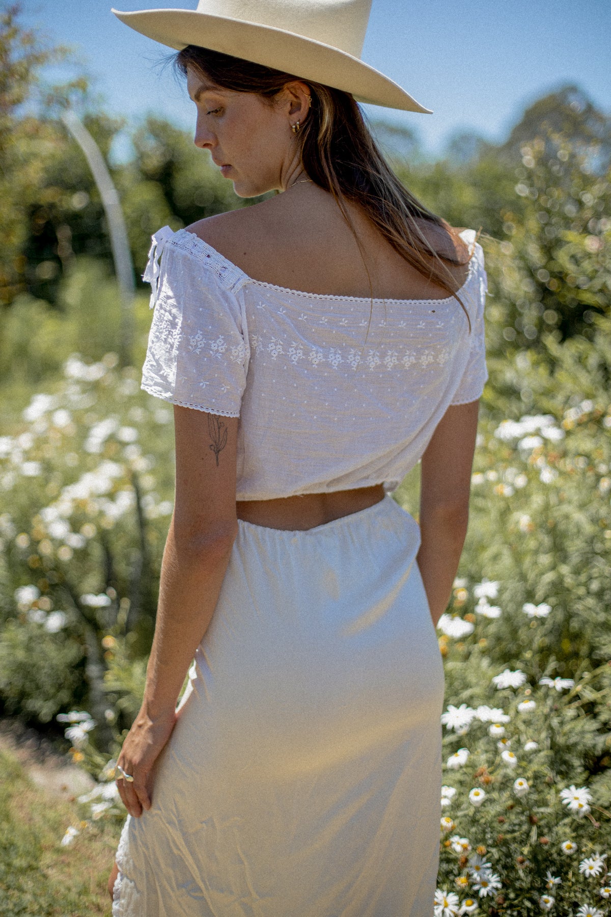 VINTAGE 1900's Edwardian White Cotton Embroidered Cami S/M