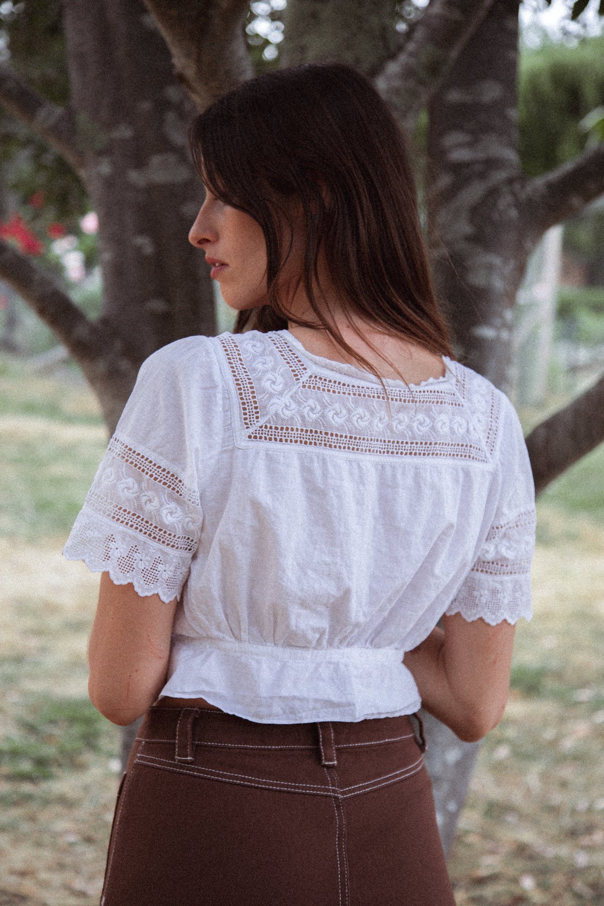 VINTAGE 1900's Edwardian Cotton Embroidered Cami XS/S