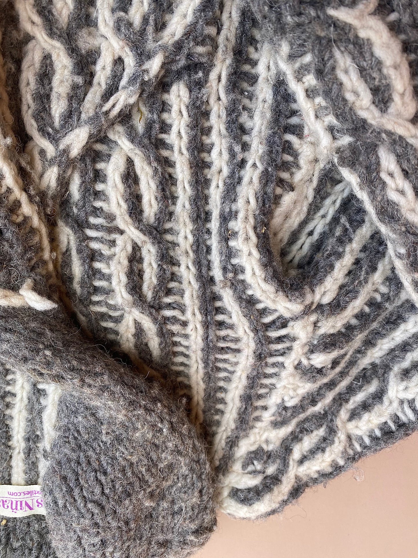 VINTAGE Kids Grey Wool Cardigan 3/4