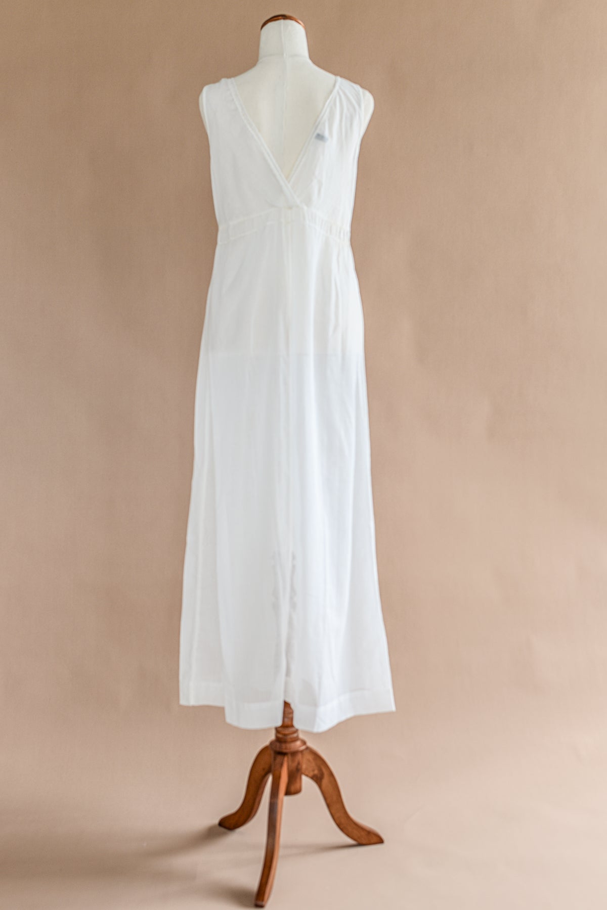 VINTAGE 1940's Cotton Flower Embroidered Maxi Nightgown Dress S/M