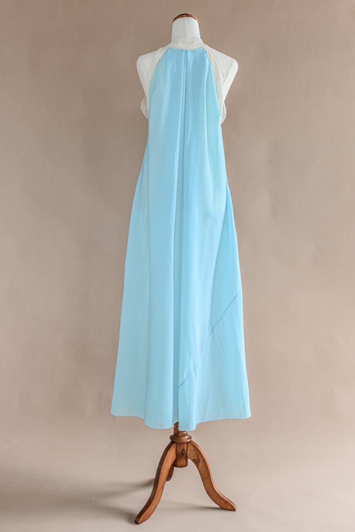 VINTAGE 1940's Reversible Blue High Neck Nightgown Dress S/M/L