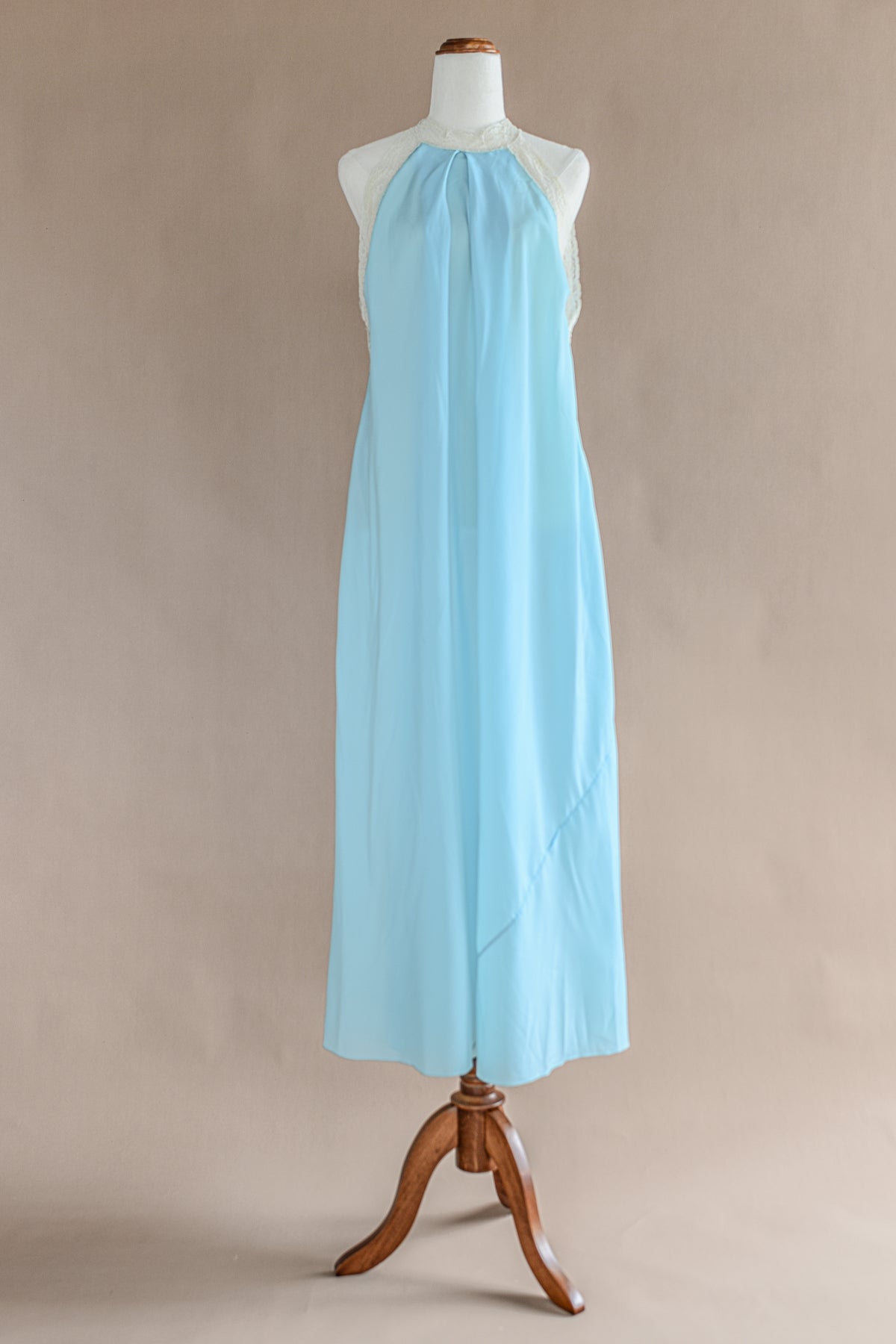 VINTAGE 1940's Reversible Blue High Neck Nightgown Dress S/M/L