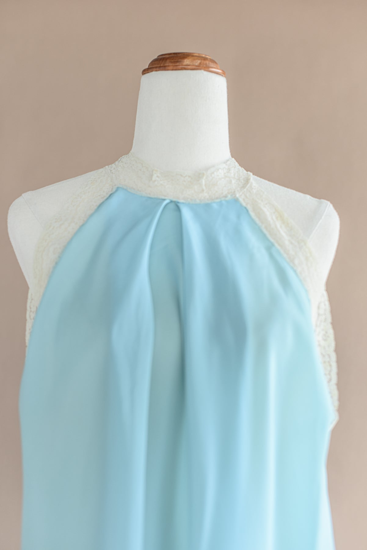 VINTAGE 1940's Reversible Blue High Neck Nightgown Dress S/M/L