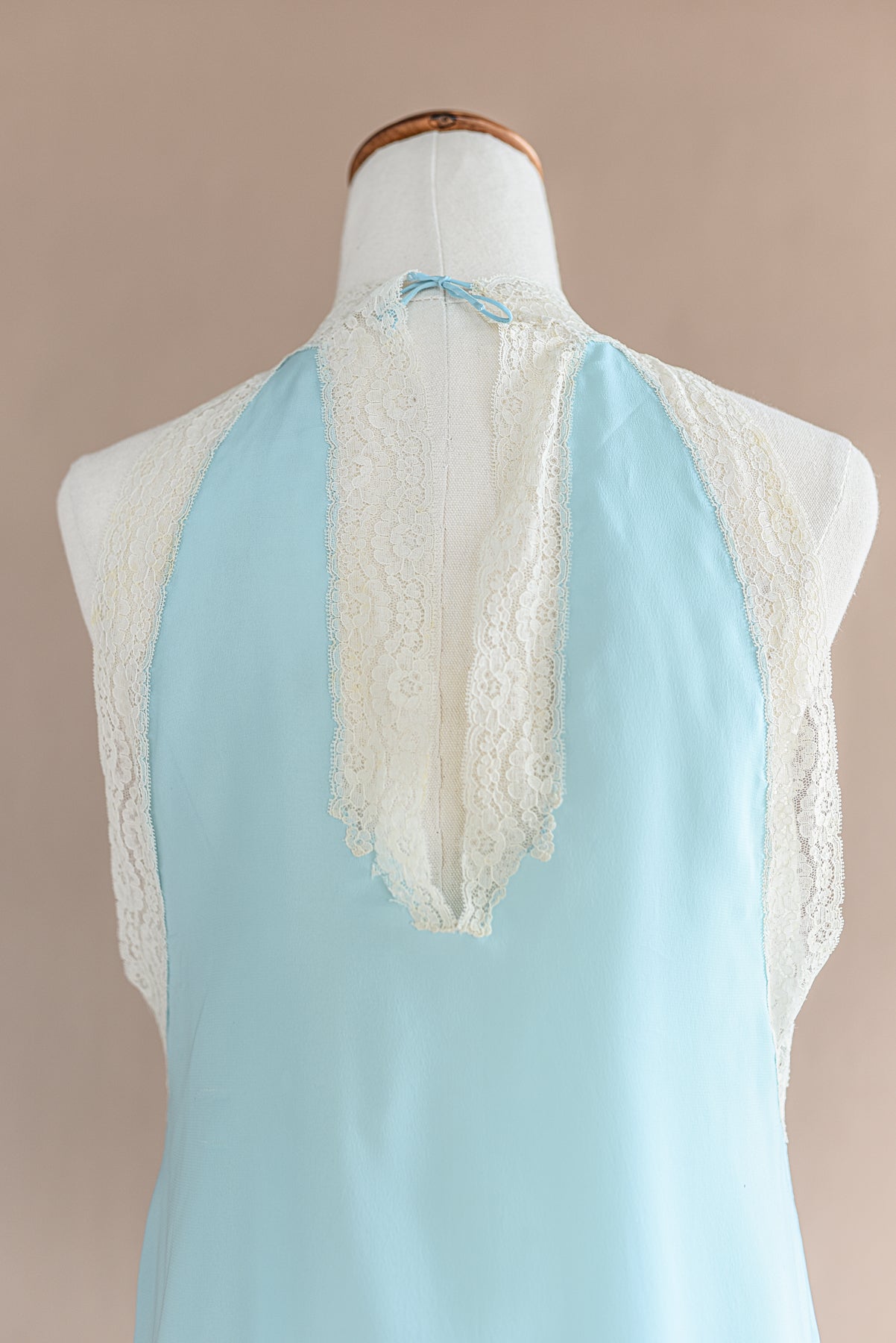 VINTAGE 1940's Reversible Blue High Neck Nightgown Dress S/M/L