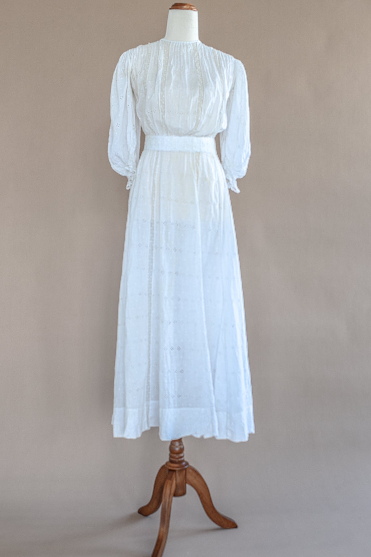 VINTAGE 1900's Edwardian Cotton Broderie Anglaise Dress XS