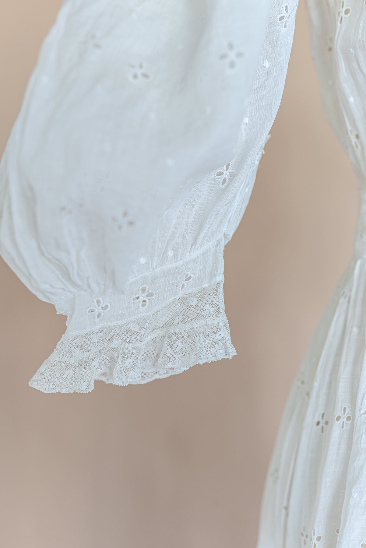 VINTAGE 1900's Edwardian Cotton Broderie Anglaise Dress XS