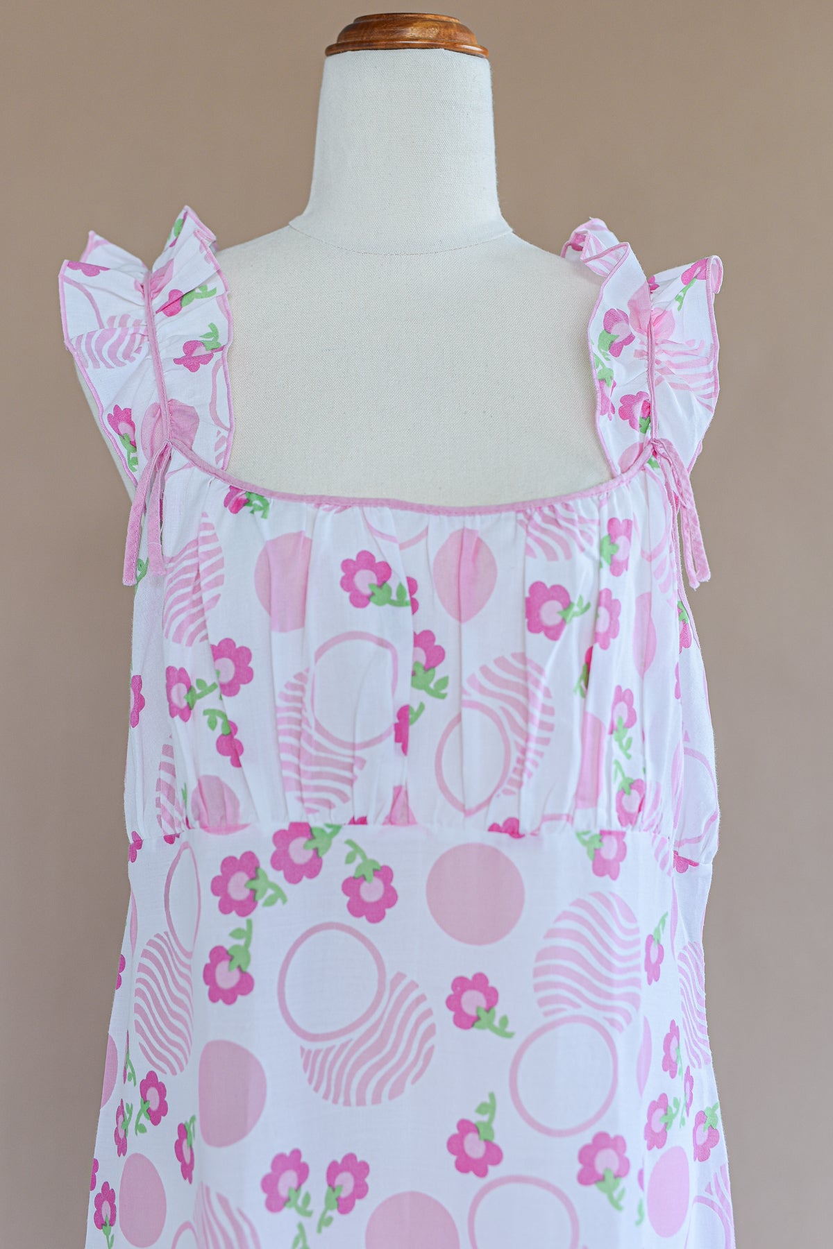 VINTAGE 1960's Pink Floral Nightgown Maxi Dress M/L