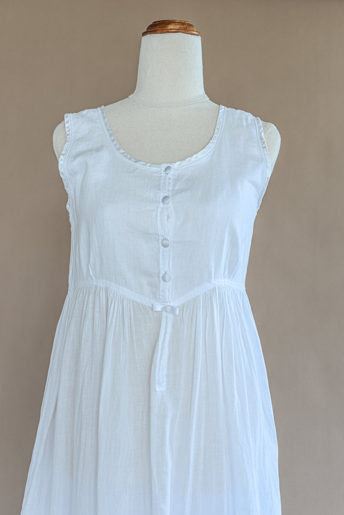 VINTAGE White Cotton Button Detail Milkmaid Maxi Dress S