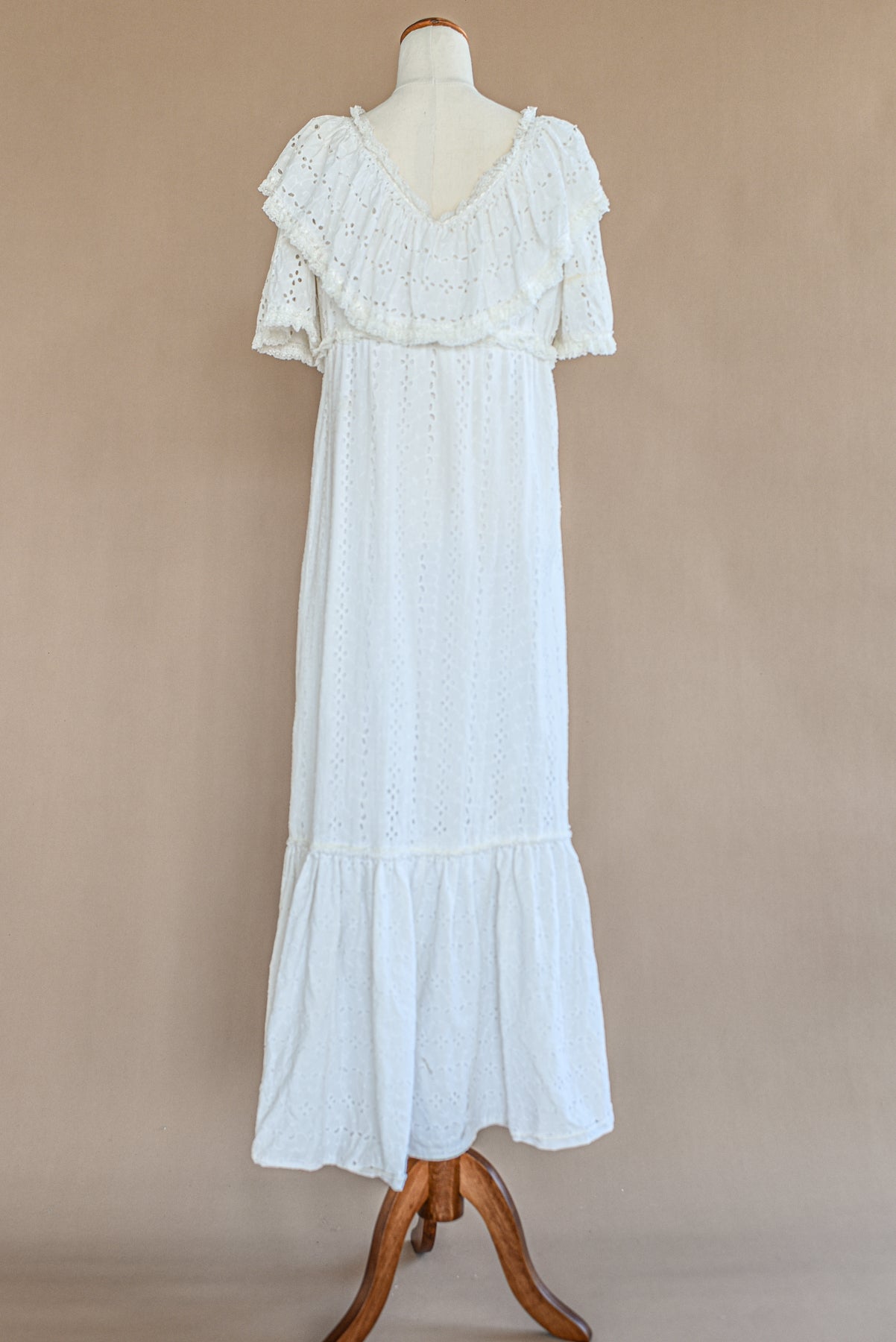 VINTAGE 1960's Broderie Anglaise Cotton Prairie Dress M/L