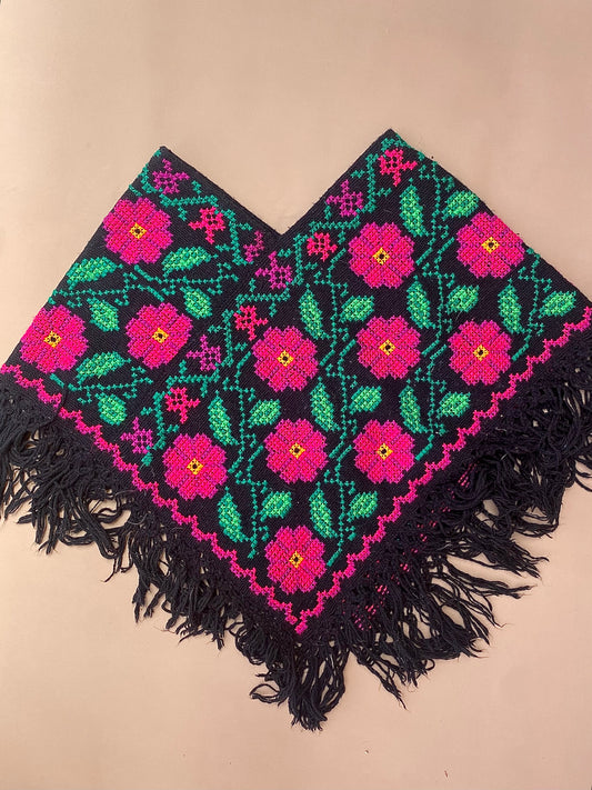 VINTAGE Kids Wool Flower Embroidered Poncho Free Size From 7