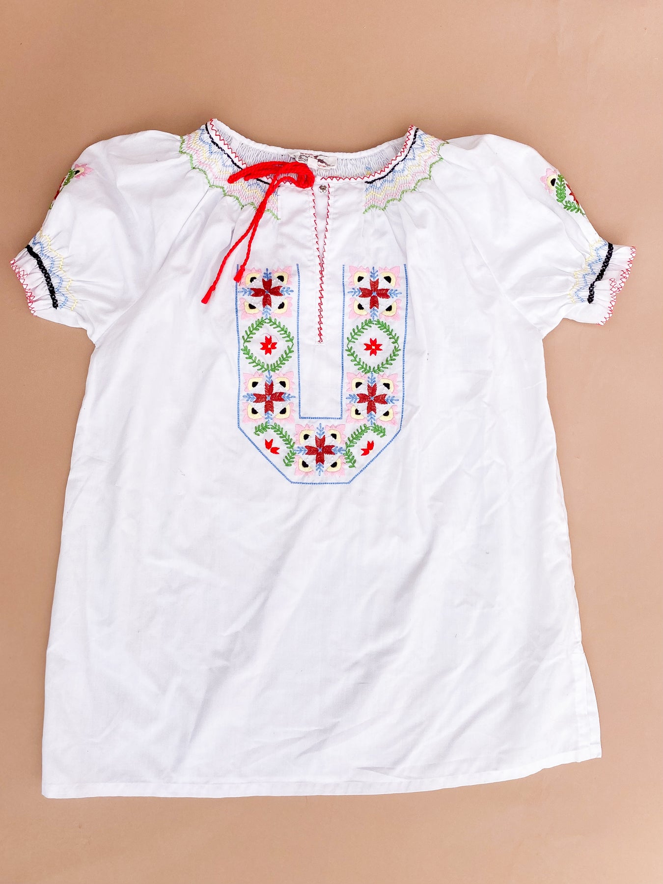 VINTAGE Kids Embroidered Hungarian Blouse/Dress 4-7