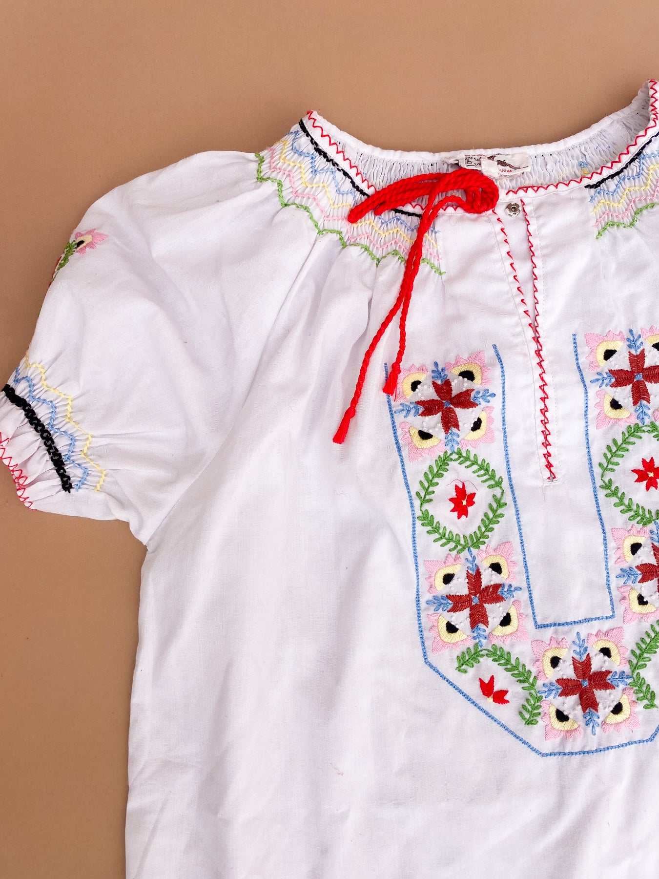 VINTAGE Kids Embroidered Hungarian Blouse/Dress 4-7