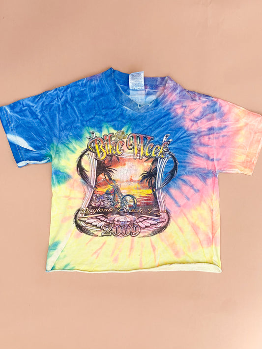 VINTAGE Kids Tie Dye Bike Week Tee 4-6