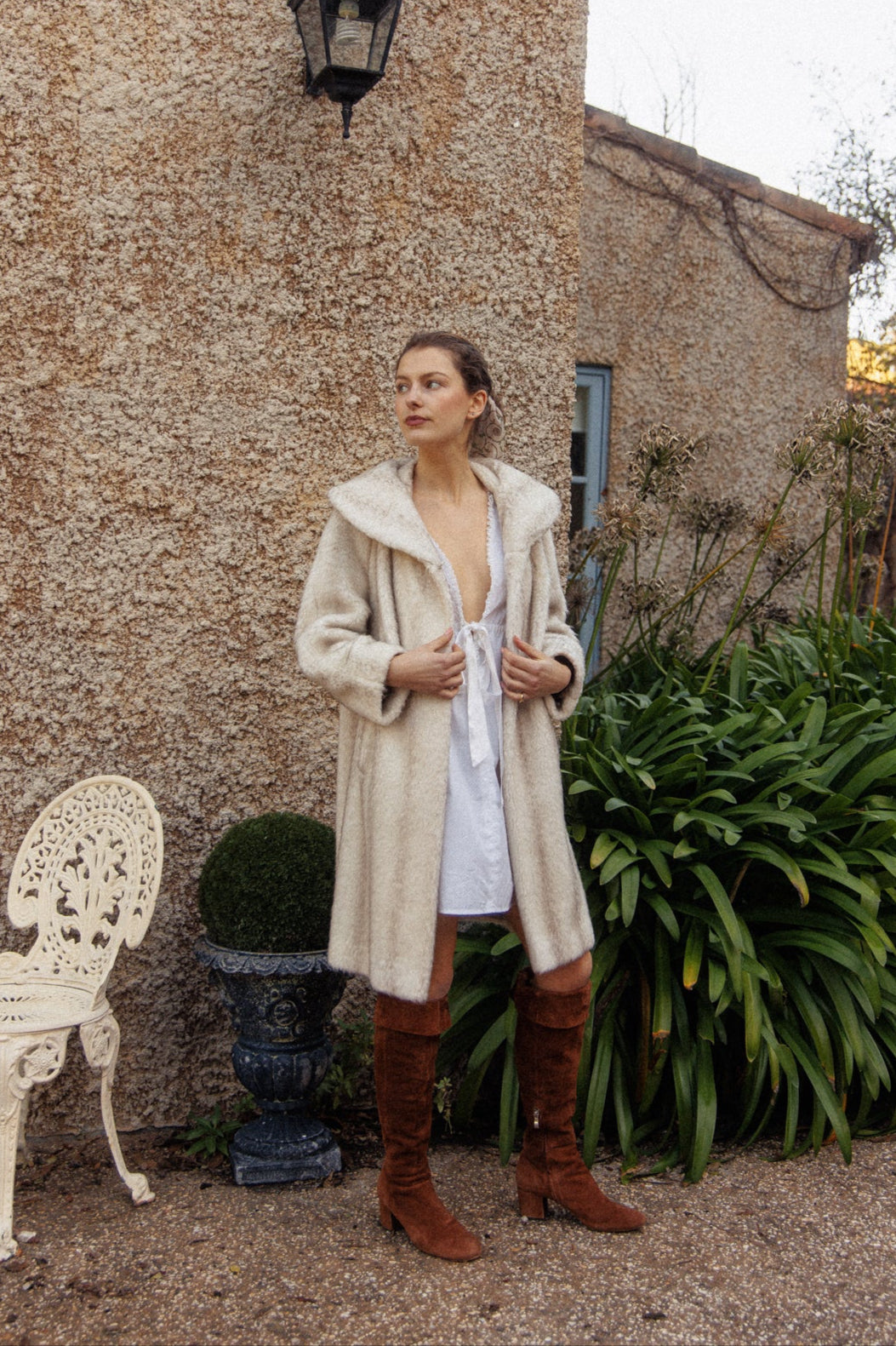 VINTAGE 1960's  Blonde Imitation Mink Faux Fur Coat Jacket S/M/L