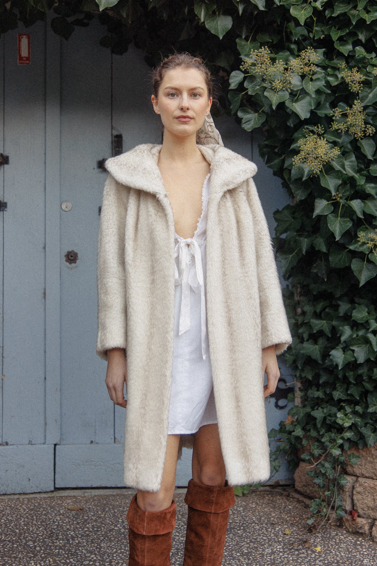 VINTAGE 1960's  Blonde Imitation Mink Faux Fur Coat Jacket S/M/L