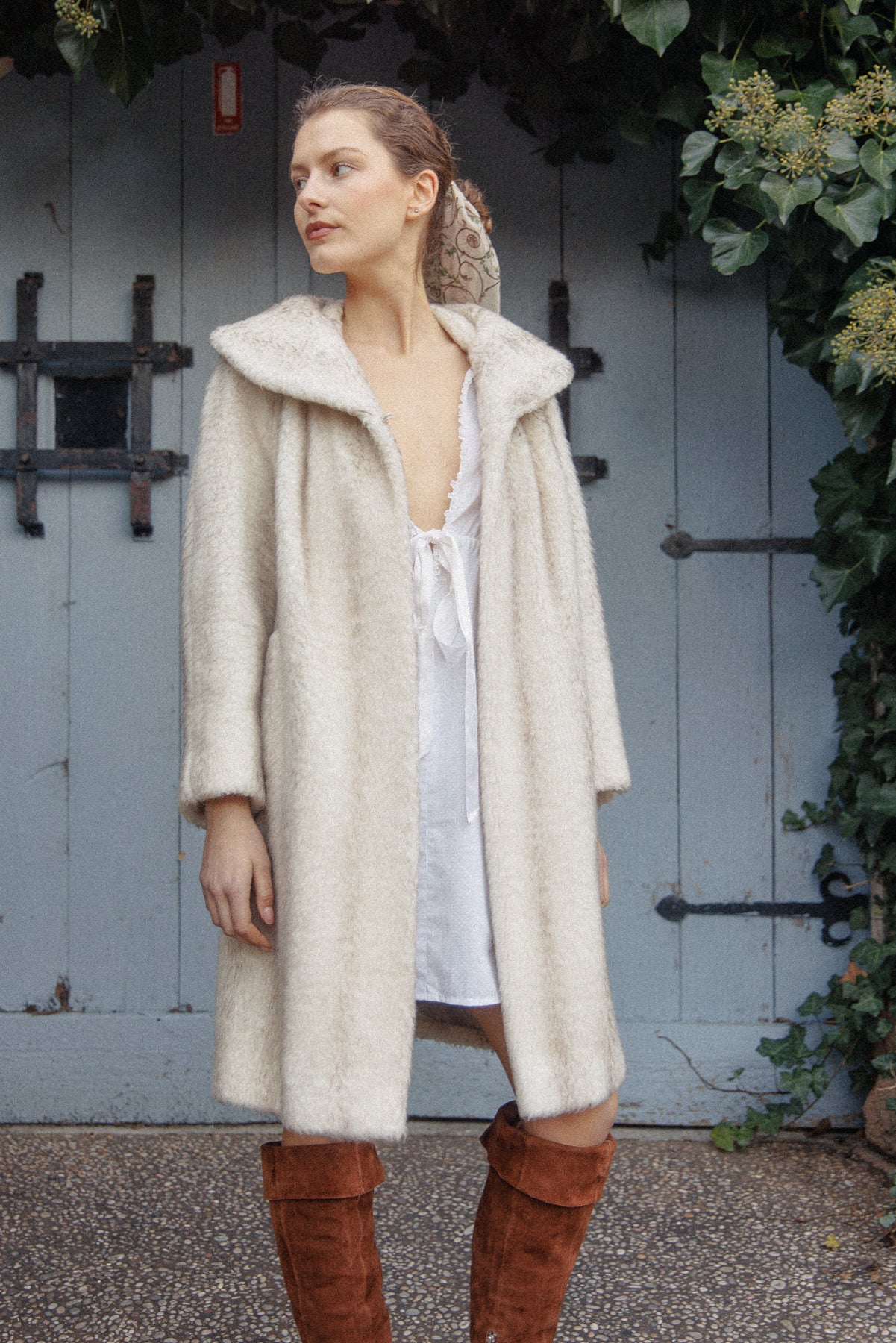 VINTAGE 1960's  Blonde Imitation Mink Faux Fur Coat Jacket S/M/L