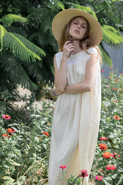 VINTAGE 1900's Edwardian Ivory Silk Nightgown S/M/L/XL