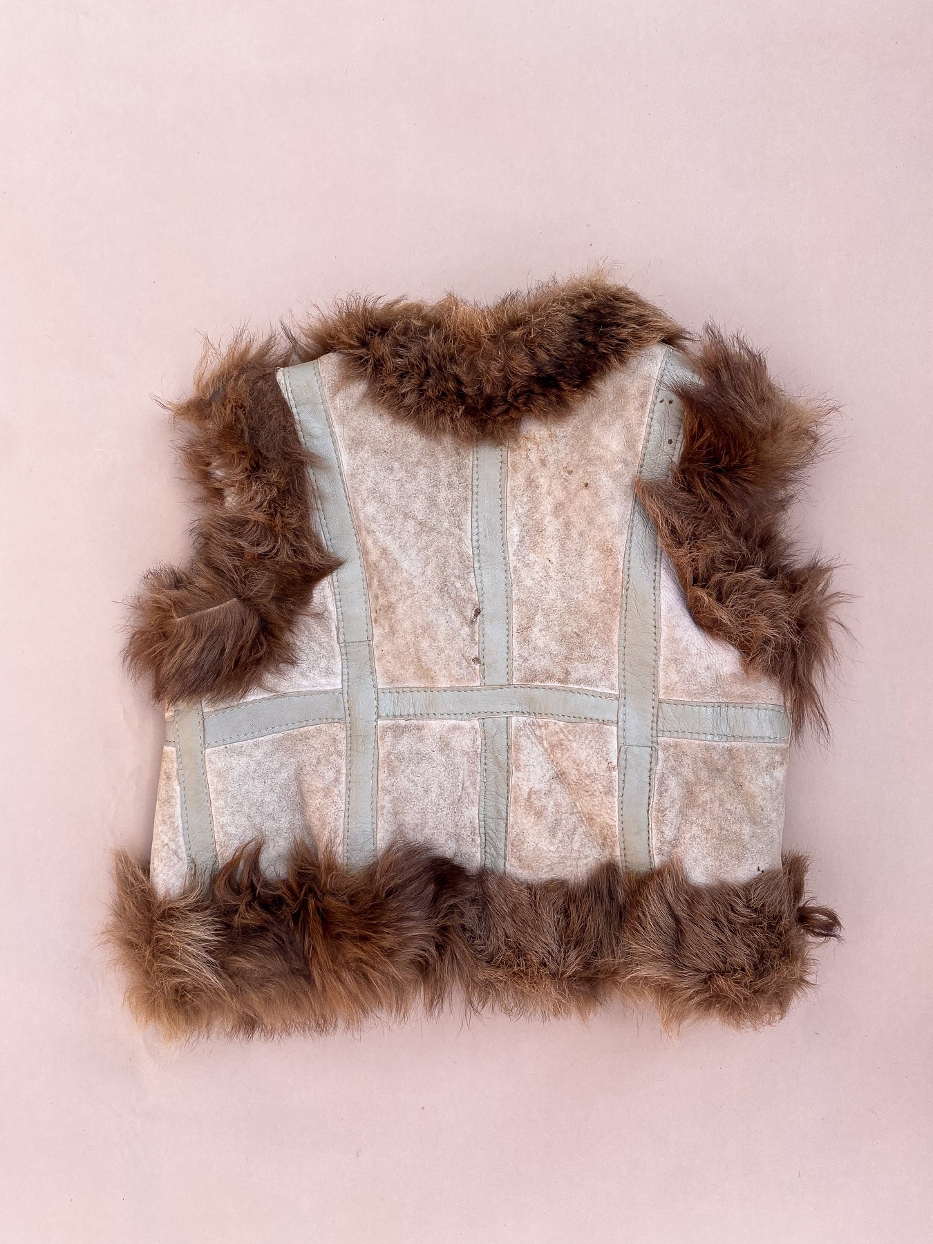 VINTAGE Kids Suede Leather Shearling Penny Lane Vest 2-3